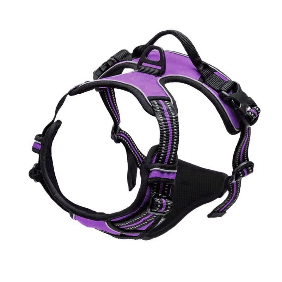 Golden Snout no-pull dog harness in pink — front and back clip