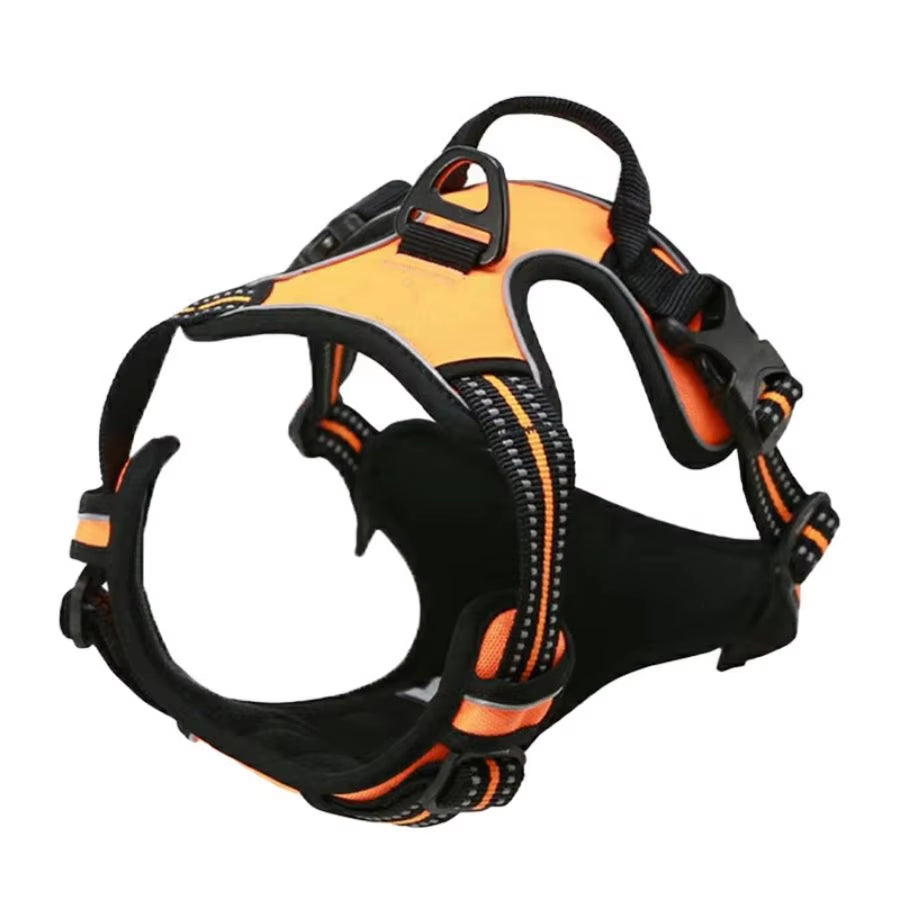 Golden Snout no-pull dog harness in light red — front and back clip