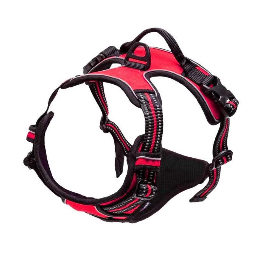 Golden Snout no-pull dog harness in orange — front and back clip