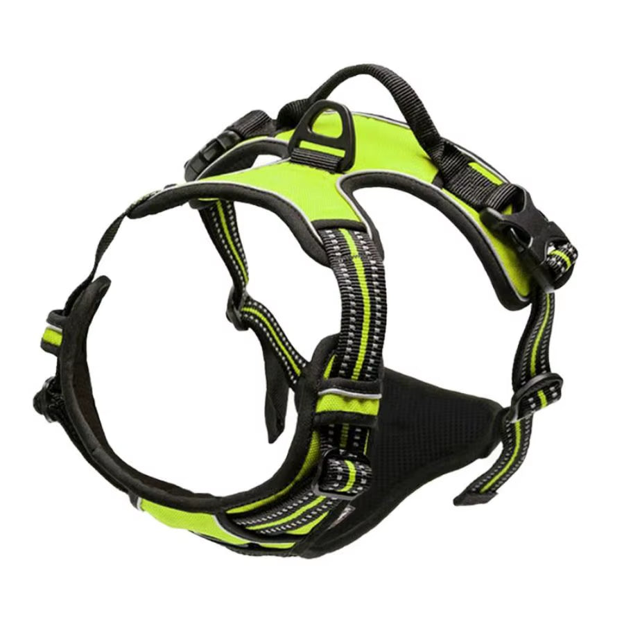 Golden Snout no-pull dog harness in red — front and back clip
