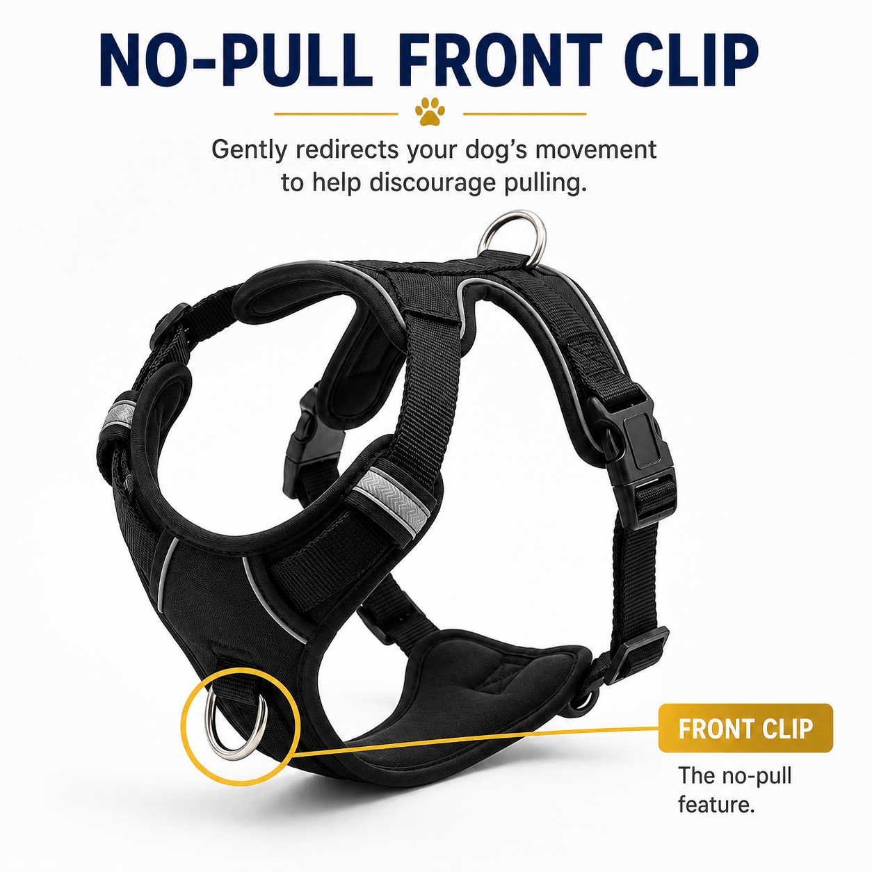Golden Snout no-pull dog harness — stops pulling on the first walk